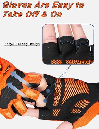Велосипедні рукавички KUTOOK MTB для гірського велосипеда, чоловічі/жіночі, літні, з підкладкою 5mm Pam Pad, захист TPR SCR, сенсорний екран, дихаючі, KT202, Сіро-помаранчеві (M, Помаранчеві)