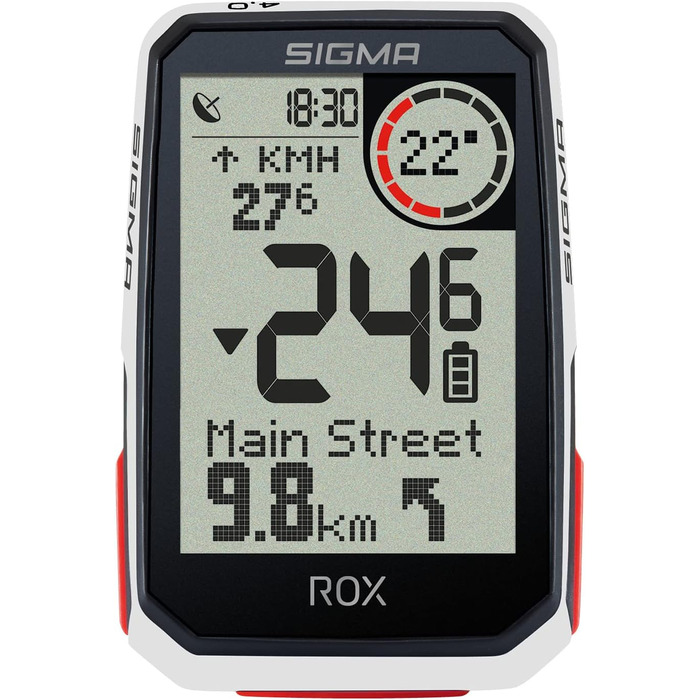 Велокомп'ютер SIGMA SPORT ROX 4.0 White з GPS, водонепроникний, для електровелосипедів, з висотоміром, 2.4'' екран, білий, з GPS-кріпленням