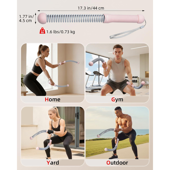 Битва-канат Abahub з утяжеленням, без мотузки, для дому: тиха домашня тренування, екіпірування для фітнесу, HIIT та аеробні вправи, 2 шт., рожевий