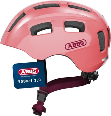 Велосипедний шолом ABUS Youn-I 2.0 з підсвіткою для дітей, підлітків і молоді, кораловий, розмір M (52-57 см)