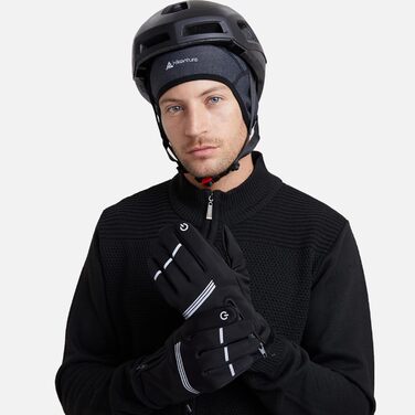 Велосипедні рукавички HIKENTURE: теплі, вітростійкі, з антиковзаючою поверхнею та підтримкою сенсорного екрану. Чорні рукавички з повним пальцем для чоловіків та жінок. Підходять для катання взимку та восени. Розмір M