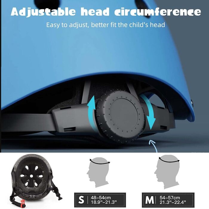 Дитячий велосипедний шолом Kinder-Fahrradhelm з набором захисту (наколінники, налокітники, рукавиці) для хлопчиків та дівчаток 3-8 років, блакитний, розмір S (48-54 см)