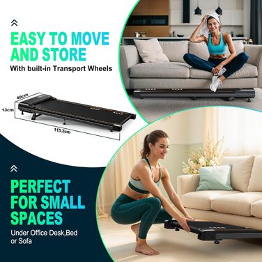 ORISYN Walking Pad - біговий доріжки для дому з регулюванням нахилу 7%, потужний мотор 2.25HP, швидкість 1-12 км/год, 7-шарова поверхня для бігу, без збирання