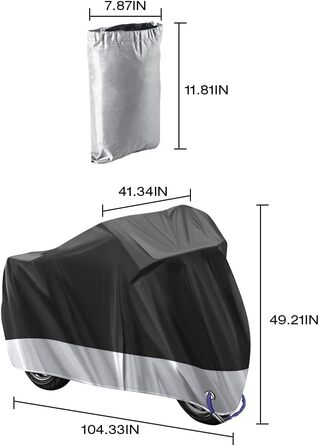 Захисний чохол для мотоцикла 210D Oxford, водовідштовхуючий, для Harley-Davidson, Honda, Suzuki, Yamaha (245 x 105 x 125 см)