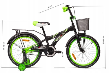 Дитячий велосипед Mexller BMX 20 дюймів, синій, з додатковими колесами