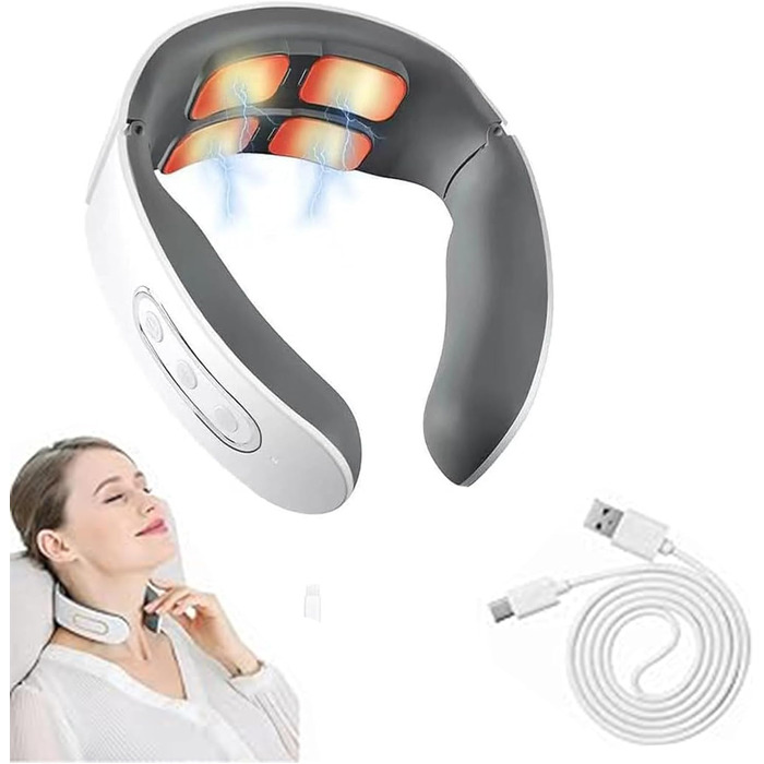 Масажер для шиї 11-в-1 з підігрівом, 6 режимів та 9 рівнів інтенсивності. Для розслаблення шиї вдома, в офісі, у подорожах.