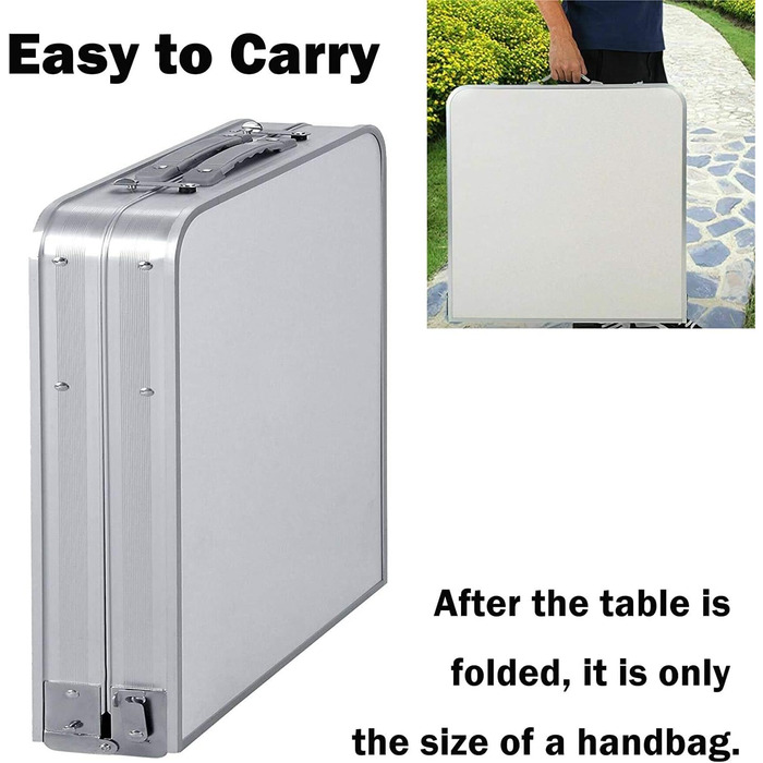 Складаний столик 60 см, портативний, для кемпінгу та пікніків, сад, на вулицю, регульована висота, алюмінієвий каркас, 60 x 45 x 25,9 см (Д x Ш x В)