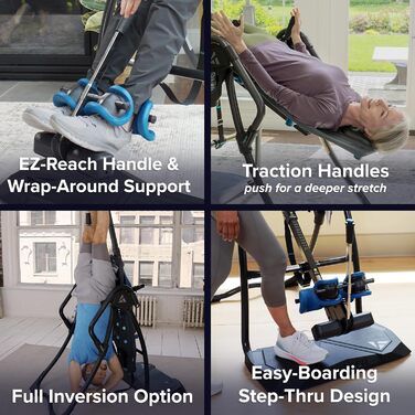 Інверсійний стіл Teeter FitSpine LX9: полегшення болю в спині, зручна фіксація щиколоток, сертифікат FDA (чорний)