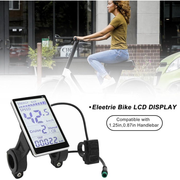 Велокомп'ютер Yosoo Health Gear M5 LCD для електровелосипеда, універсальний дисплей 24V-60V, 5-контактний, для електросамоката, екран 31.8/22.2 мм