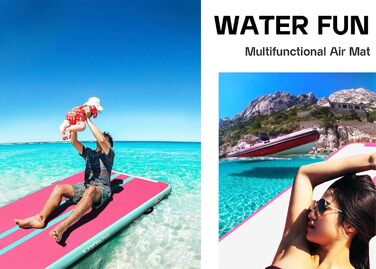 Надувний гімнастичний мат для тамблінгу та акробатики з електричним насосом, рожевий (2*1*0.1м)
