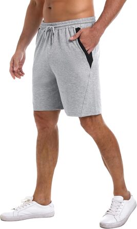 Чоловічі літні спортивні шорти Activewear з бавовни, легкі повсякденні шорти-джогери з кишенями на блискавці, сірі, розміри S-XXL