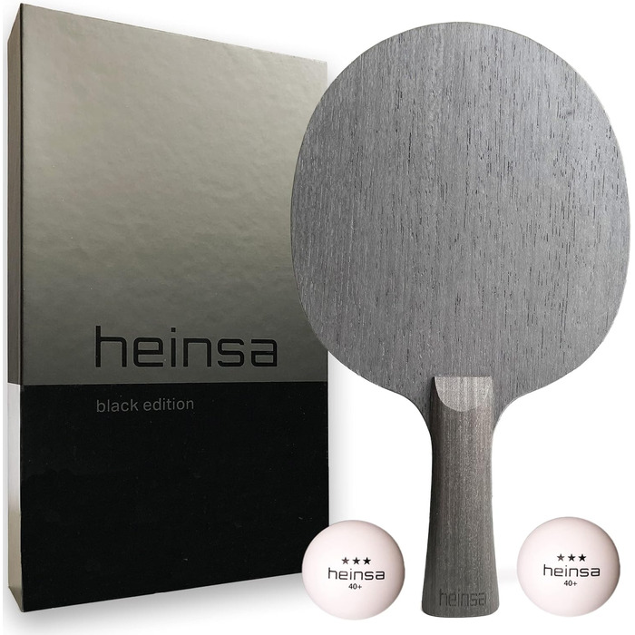 Професійна карбонова основа для настільного тенісу Heinsa Black Edition з горіха, у преміум-упаковці з 2 м’ячами