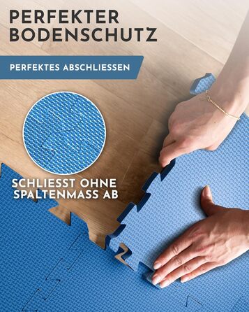 Фитнес-мат NEOLYMP для спортивного обладнання, посилена пазл-підлога для тренувань та гімнастики, захисний килимок (блакитний, 18 шт, 1.7 м²)