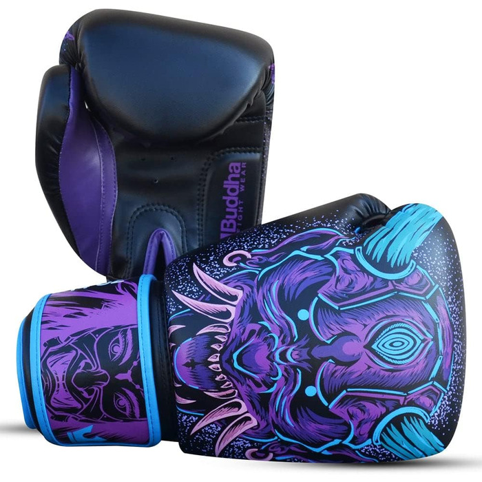 Боксерські рукавички BUDDHA FIGHT WEAR Fantasy Luzbel для Муай Тай та кікбоксингу, штучна шкіра, антимікробна підкладка, посилені шви, різні дизайни