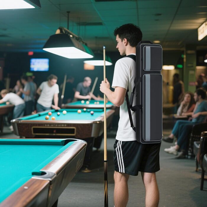 Чохол для більярдних київ на 4 основи та 5 жозлів, преміум-якість, з рюкзак-лямками, чорний