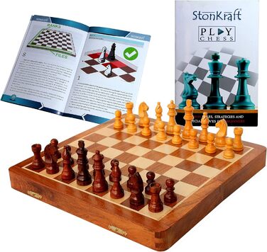 Магнітна шахова дошка StonKraft з дерева, складна, 30х30 см, шаховий набір для подорожей
