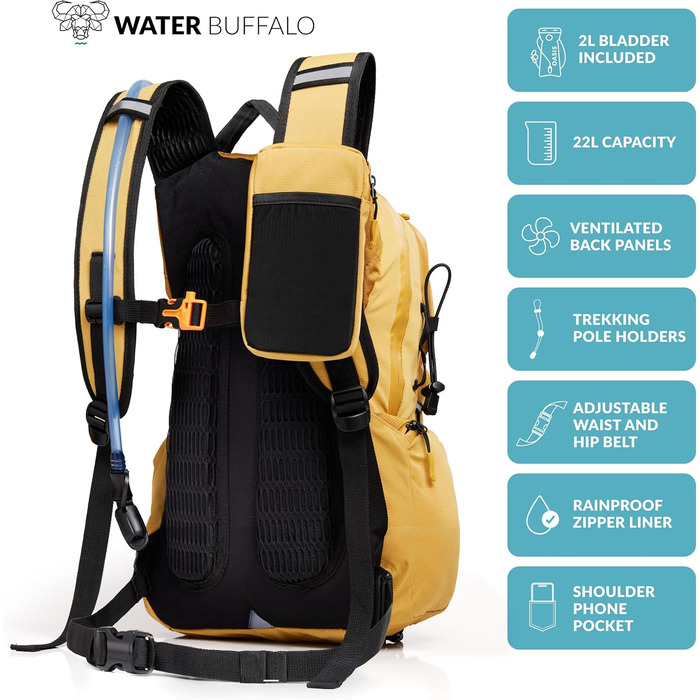 Водний рюкзак Water Buffalo з 2L гідратором для бігу, велоспорту, походів та фестивалів, легкий спортивний рюкзак з водяною системою