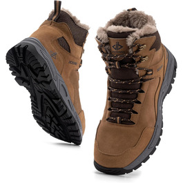 Зимові черевики JackShibo для чоловіків та жінок. Теплі, водонепроникні, з антиковзким покриттям. Зимові чоботи для активного відпочинку на природі. Розмір EU 43, колір коричневий.