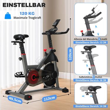 Велотренажер Heimtrainer S100 з регульованим опором, LED-дисплеєм, датчиком пульсу та тримачем для смартфона/планшета