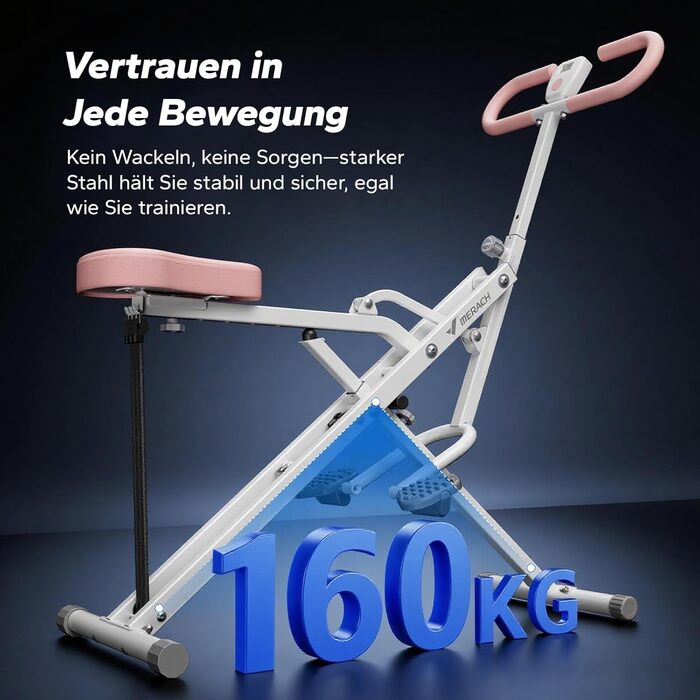 MERACH 2-в-1 тренажер для присідань та тяги, складаний, для тренування сідниць, ніг та корпусу, 10 хв збірки, максимальне навантаження 160 кг (білий, R07)