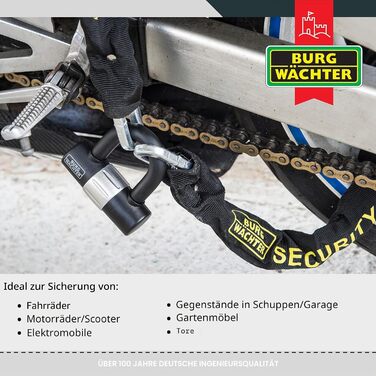 Замок-ланцюг для велосипеда Burg-Wachter Sold Secure Gold, 1 м, чорний