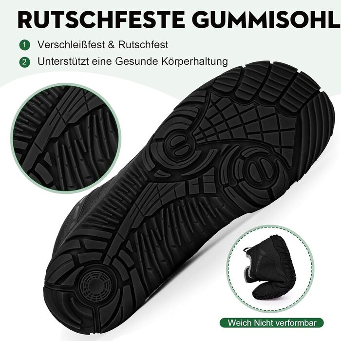 Босижні зимові черевики Ruyi: теплий підкладка, водонепроникність, підошва з протектором, широка передня частина (W09, чорний, 36 EU)