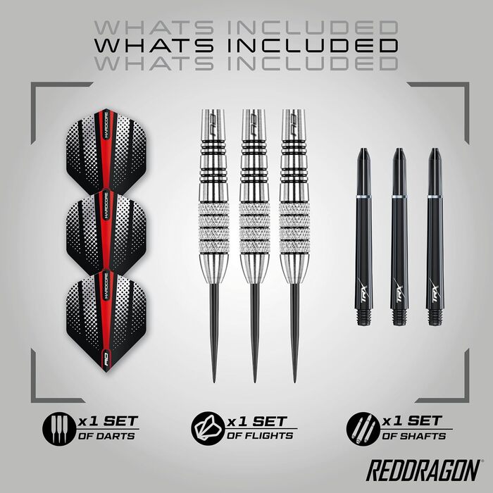 Дротики RED DRAGON Sidewinders Flightmaster з вольфраму 30 г з оперенням і стрижнями, 25г, 27г або 30г