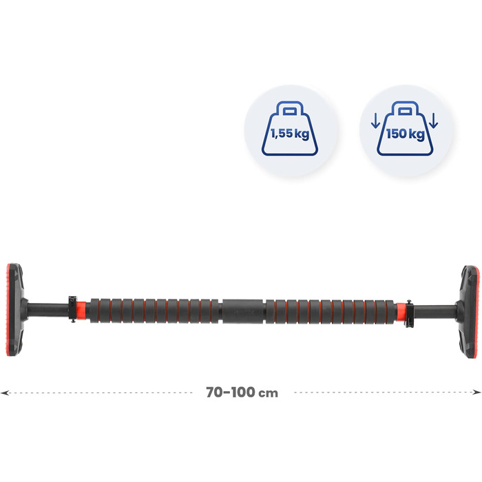 Климмувальна стійка Gymtek для дверного прорізу 70-100 см - для дому, фітнесу, силових тренувань (червона)