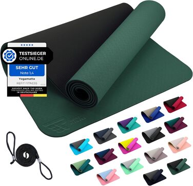 Йога мат GeckoGrip Sensi-Plus TPE 190x60x0.6 см з ремінком. Нековзна, без шкідливих речовин. Підходить для фітнесу та гімнастики