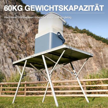 Складаний столик для кемпінгу EVER ADVANCED 120x60 см, XL для 4-6 осіб, білий