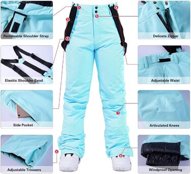 Жіночий гірськолижний костюм (2 частини) від ALSOGO: куртка та штани. Водонепроникний, дихаючий, з капюшоном. Ідеально для катання на лижах та сноуборді. Білий колір.