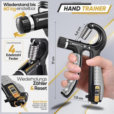 Тренування хватки рук STRABOZZ: набір для зміцнення пальців та передпліччя, регульований під навантаження