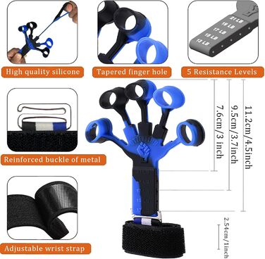 Набір для тренування сили хвата (5 шт.) Griffkrafttrainer, для розвитку м'язів та реабілітації, блакитний