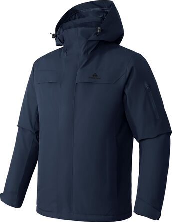 Чоловіча лижна куртка водонепроникна, тепла, дихаюча, для сноуборду та гірськолижного спорту, з капюшоном, Outdoor, темно-синій, розмір S