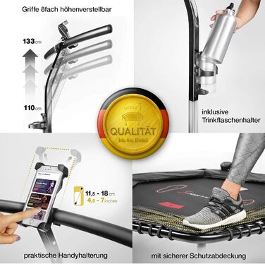 Трамплін Sportstech HTX100, складний | Німецька якість | Фітнес-трамплін з ручкою | Для дітей та дорослих | ТУВ/GS, лічильник стрибків, APP HTX100 -05