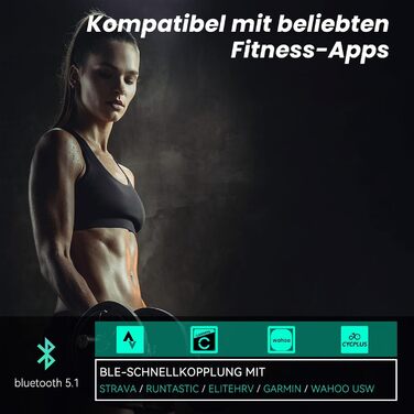 Пульсометр на браслет CYCPLUS з Bluetooth 5.1 та ANT+, LED-індикатор зон пульсу, водонепроникність IP67, для бігу, їзди на велосипеді, фітнесу та спорту (чорний)