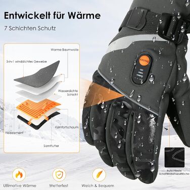 Обогріваючі рукавички Minthouz W11 для чоловіків та жінок, 7.4V, 3 режими нагріву, водонепроникні, з підтримкою сенсорного екрану, для роботи на вулиці, їзди на велосипеді, катання на лижах, XL