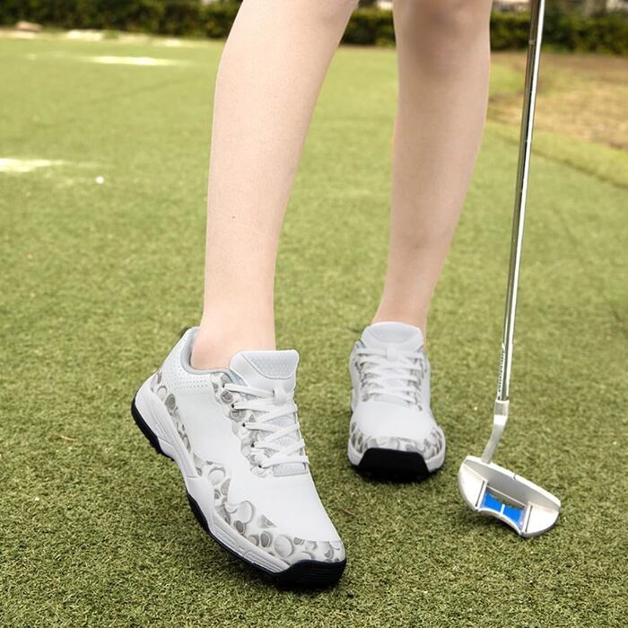 Гольф-взуття для чоловіків та жінок. Водонепроникні, дихаючі гольф-туфлі з шипами. Зручне спортивне взуття 36-46 EU (Білий, 36 EU)