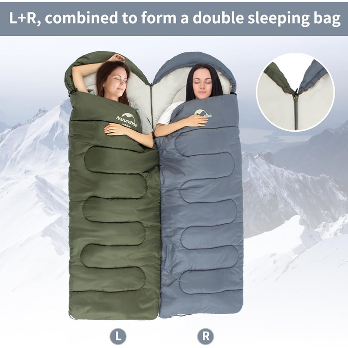 Спальний мішок Naturehike з капюшоном для кемпінгу, легкий та зручний, ідеальний для відпочинку на природі та подорожей, колір блакитний (7~11°C)