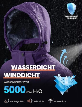 Жіноча зимова куртка YSENTO, водонепроникна, софтшел, тепла, вітрозахисна, для сноуборду та активного відпочинку (фіолетовий, S)