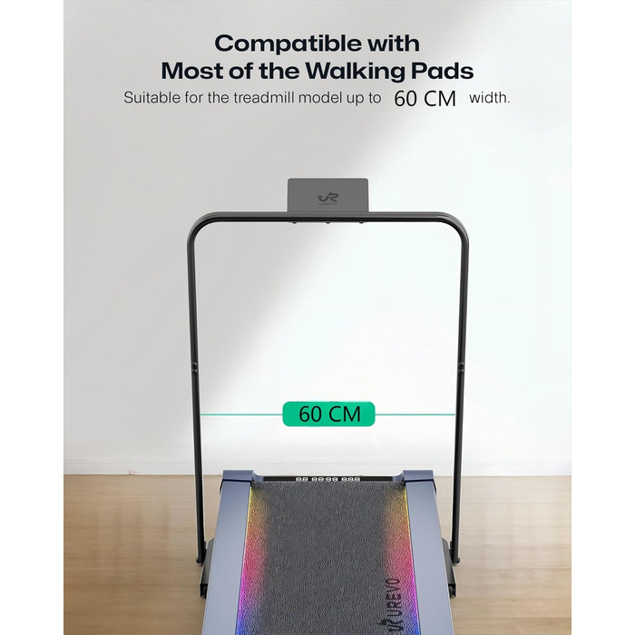 UREVO Smart Walking Pad: компактний біговий килимок під стіл з двома амортизаторами, додаток для фітнесу з аналітикою та режимом MIIT, керування пультом або додатком для дому/офісу (чорний)