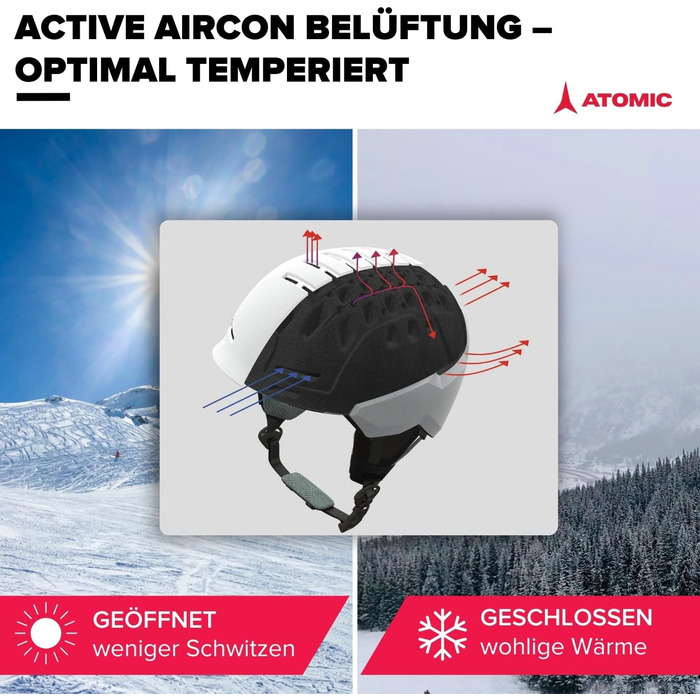 Гірськолижний шолом ATOMIC SAVOR VISOR STEREO з візором, максимальне поглинання ударів, вентиляція Aircon, дзеркальне покриття