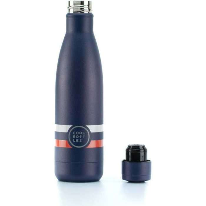 Термос-пляшка Cool Bottles 500 мл, нержавіюча сталь, темно-синя, 3D-друк, зберігає холод 36 годин, тепло 18 годин, BPA Free