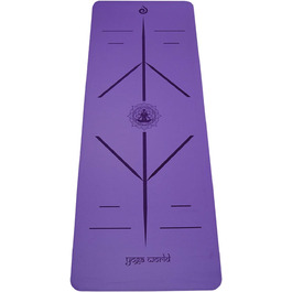 Йога-мат Yoga World Alignment, нековзкий TPE, екологічний, для пілатесу та домашніх тренувань, товстий, фіолетовий, 183x66 см