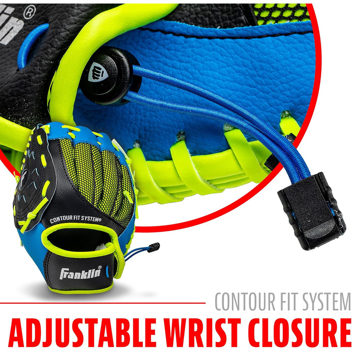 Рукавиця для бейсболу Franklin Sports Teeball (універсальна, 22.9 см) - Синє штучне шкіра, для юніорів