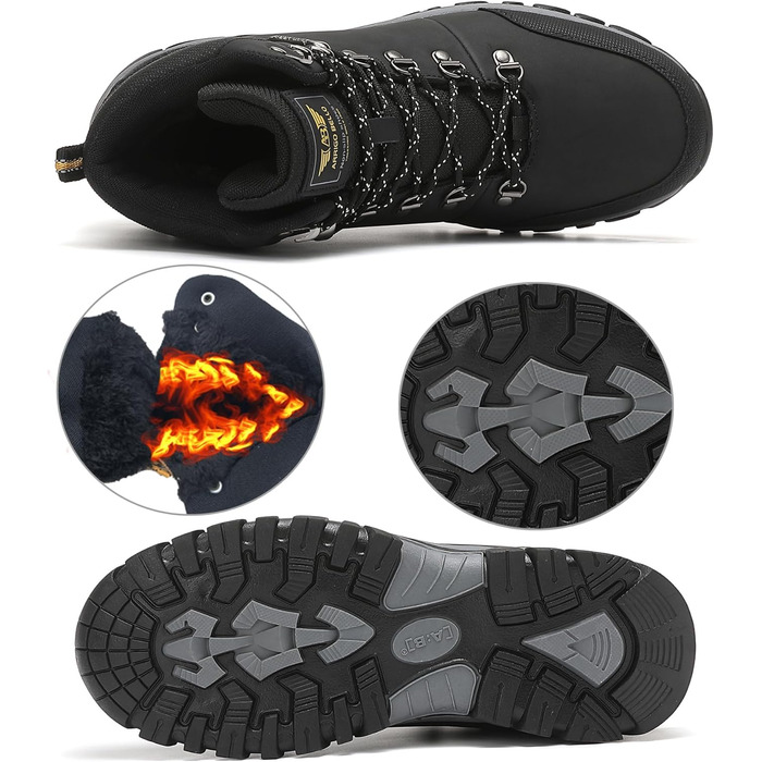 ARRIGO BELLO Зимові черевики для чоловіків: зимові чоботи, чоботи від снігу, утеплені, робочі черевики, для роботи та походів, розмір 41-46, G1, чорний, 43 EU