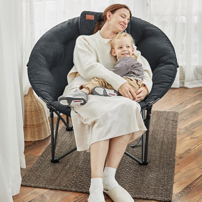 Крісло для кемпінгу EVER ADVANCED Luxus Moonchair XXL: велике, розкладне, чорне, до 150 кг, з подушкою