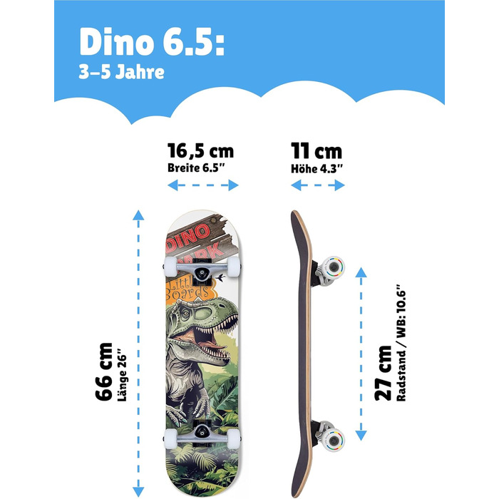 Скейтборд дитячий Dino 3-5 років, 7 шарів клена, ABEC 5, для початківців 3-11 років