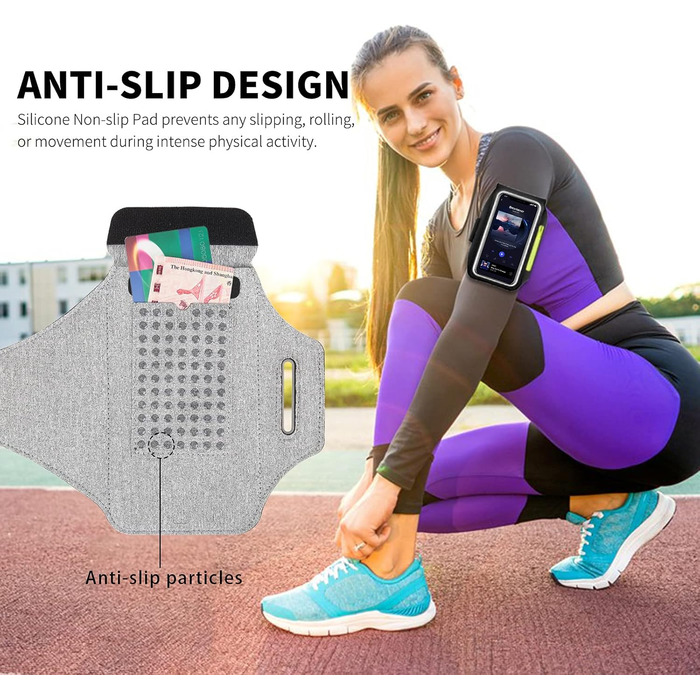 Спортивний браслет для телефону Haissky з кишенькою для навушників (6.9 дюйми) - сірий