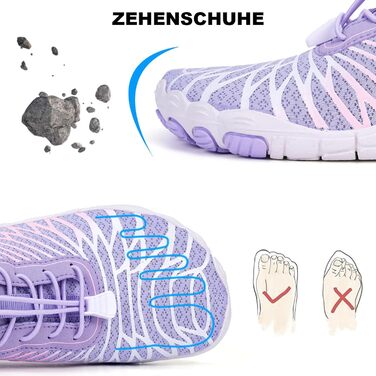 RUYI Взуття для пішоходів без шкарпеток унісекс, швидковисихаюче, для плавання, м'яке, легке, трейлові кросівки, фітнес-взуття з антиковзкою підошвою та широкою передньою частиною, A09, фіолетовий, 40 EU